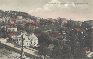 Drammen, Villakvarteret i Bragernæsaasen (Drammens Kortforlag, 192) kolorert kort st. 1909