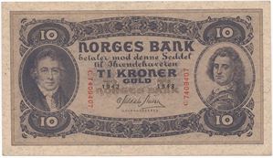 10 kroner 1943 C.7409408. Kv.0/01
