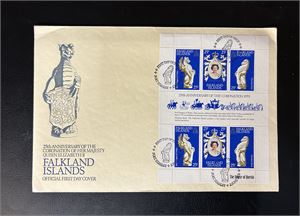 FALKLAND ISLANDS Mi 272-74, 1978 Kroningsjubileum komplett blokk på FDC
