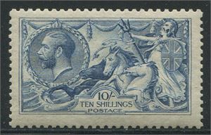 1915 10 shilling blue De La Rue SG412 unmounted mint