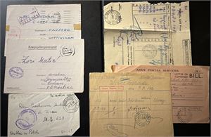 KRIGSFANGEPOST/POSTALE KVITTERINGER 6 enheter, 4 fra Polen, 1 Kroatia og 1 England