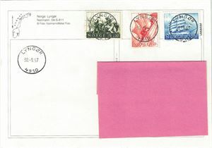 SISTEDAGSTEMPEL-Lyngør 30-9-1997. Pent kort der merkene er fullstemplede.