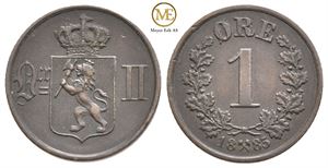 1 øre 1885 Oscar II. Kv.1+