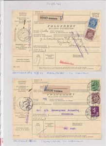 FØLGEBREV - TIL SVERIGE 2 pakker, begge "KRISTIANIA PP 1923"