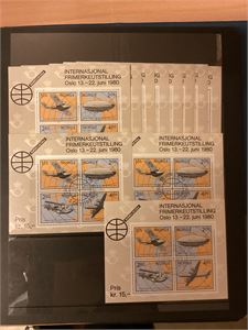 Inst.bok, Norske Miniark 1972 ->  ** og stemplet i ulike antall.