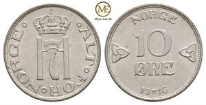 10 øre 1916 Haakon VII. Kv.0