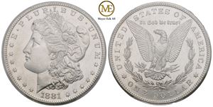Morgan dollar 1881 s. MS 66. Kv.0