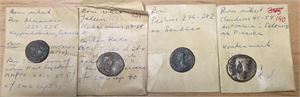 ROM: fyra romerska bronsmynt, Alexander Severus (222–235), Hadrianus (117–138), Probus (276–282) och Claudius II Gothicus (268–270),