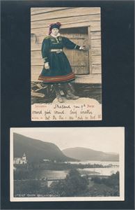 SETESDALEN 2 ok kort, bunadskortet sendt til England 1904, det andre ubrukt