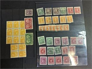 CANADA 3 plansjer eldre dubletter inkl de bedre verdiene i bruks-seriene og  rullmerker i flere tagginger. 2 merker med precancel (€ 347)