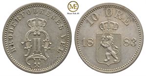 10 øre 1883 Oscar II. Kv.0