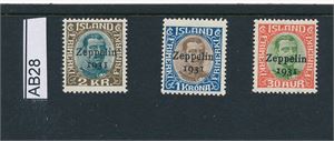 ISLAND x Mi 147-49, 1931 Zeppelin, hengslet serie (€ 200 for xx)