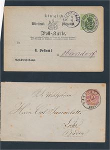 TYSKLAND - WÜRTTEMBERG 2 helsaker brukt 1878/1884