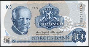 10 kroner 1979, serie HR 0197856. 0