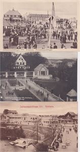 Lot 10 småformatkort fra Jubileumsutstillingen i 1914.