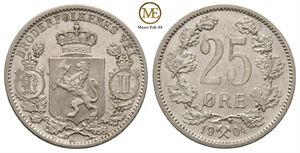 25 øre 1904 Oscar II. Kv.0