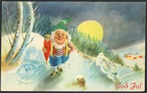 Ca 1250 postkort. Halvparten er i småformat. Stort sett Jule-, Romantiske- og Bunadskort. Av Kunstnerkortene er kun et fåtall med signarur.