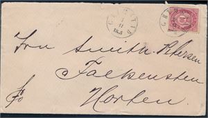NK 43 på pent brev st "Grimstad 3-11-1885" sent til Horten