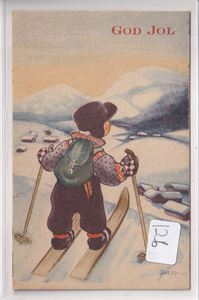 Kunstnerkort signert "Gun".  Nynorsk tekst.