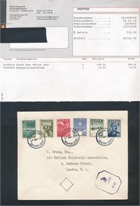 LONDON 17 MAY 1943 Brev med Londonmerkene på sensurert brev til London. Brevet er kjøpt fra Frimerketjenesten i 2002 for 300 kroner