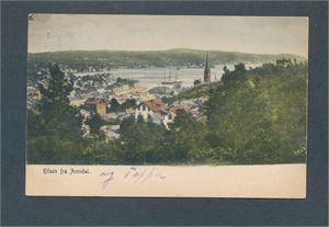 HILSEN FRA ARENDAL (K 2433) stemplet Arendal 1907 til København