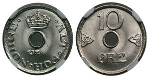 10 øre 1941 Haakon VII. MS 66. Prakt