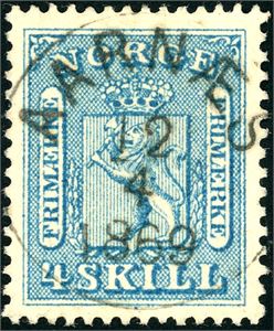 8. 4 skill, rettvendt fullstemplet "Aarnæs 12.4.1869".