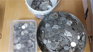 SVERIGE parti moderna mynt i kopparnickel, tot. vikt 7 kg. (Skickas ej, måste hämtas)