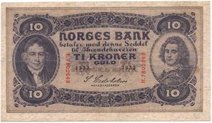 10 kroner 1932 R.7802568. Kv.1