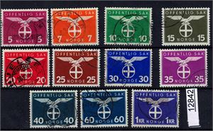TJENESTE 48-58 o. Serie Solkors, ser ok stemplet ut (Hk 1360)