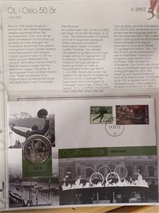 Myntbrev Album med 14 myntbrev.  Flere i Sølv