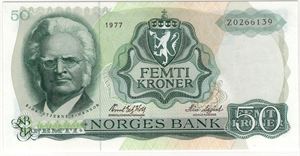 50 kroner 1977 Z.0266139 erstatningsseddel. Kv.0
