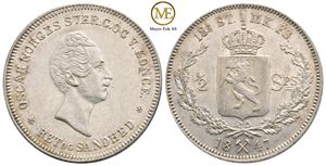 1/2 speciedaler 1847 Oscar I. Kv.0/01