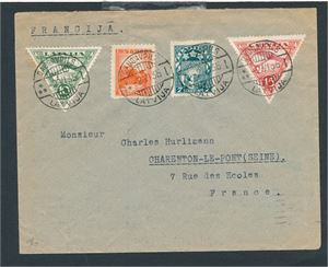 BALTIKUM-LATVIJA Brev til Frankrike stempet "DAUGAVPILS 2 VI 35" ankomst "CHARETON-LE-PONT 5 VI 35"