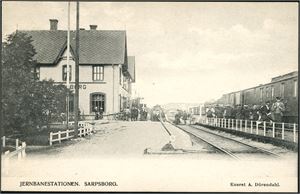 Sarpsborg. Jernbanestionen. Brukt i 1909. K-2