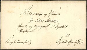Komplett Kongelig Tjenestebrev fra Christianssand til Øyestad (nær Arendal), datert 26. Mars 1784.