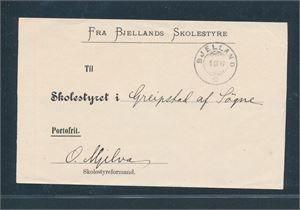 Skoleberetning stemplet "BJELLAND 6 III 97" (Grad 8)