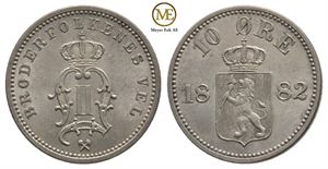 10 øre 1882 Oscar II. Kv.0