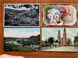 4 gamle postkort UDA, Tyskland og Nederland