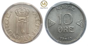 10 øre 1919 Haakon VII. Kv.0