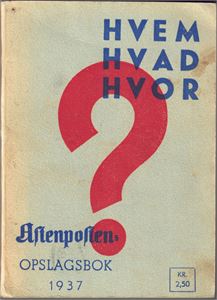 BOK "Hvem Hva Hvor" 1937 originalutgave