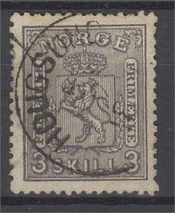 NK 13 B 3 skill gråfiolett stemplet HOUGSUND (del av bue)