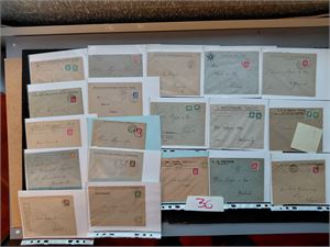 Liten ringperm med brev fra tidlig 1900-tallet. En del fine brevlogoer