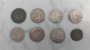 POLEN, SIGISMUND III, åtta st Grosz  korronny  silvermynt