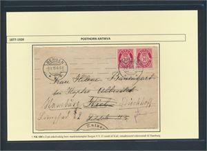 Nk 100 x2 på brev maskinstemplet "BERGEN 9 V 15 6-8 F" til Kiel, Tyskland og omadressert til Hamburg