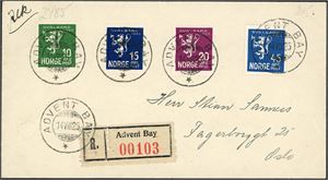 137/40. Svalbard i komplett serie på rekommandert konvolutt, stemplet "Advendt Bay 14.8.25".