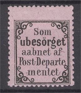 R 1y Som Ubesørget, rosalilla ** sentrert ned. Pent merke  (3.900.-)