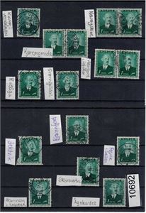 Nk 350 o. 1kr Haakon, stempler på 3 plansjer