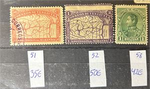 VENEZUELA Mi 51 stemplet, 52 ubrukt uten lim og 58 hengslet (Oppgitt € 125)
