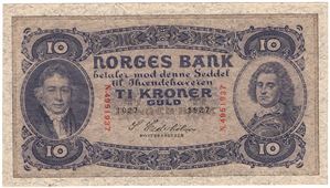 10 kroner 1927 N.4951937. Kv.0/01
